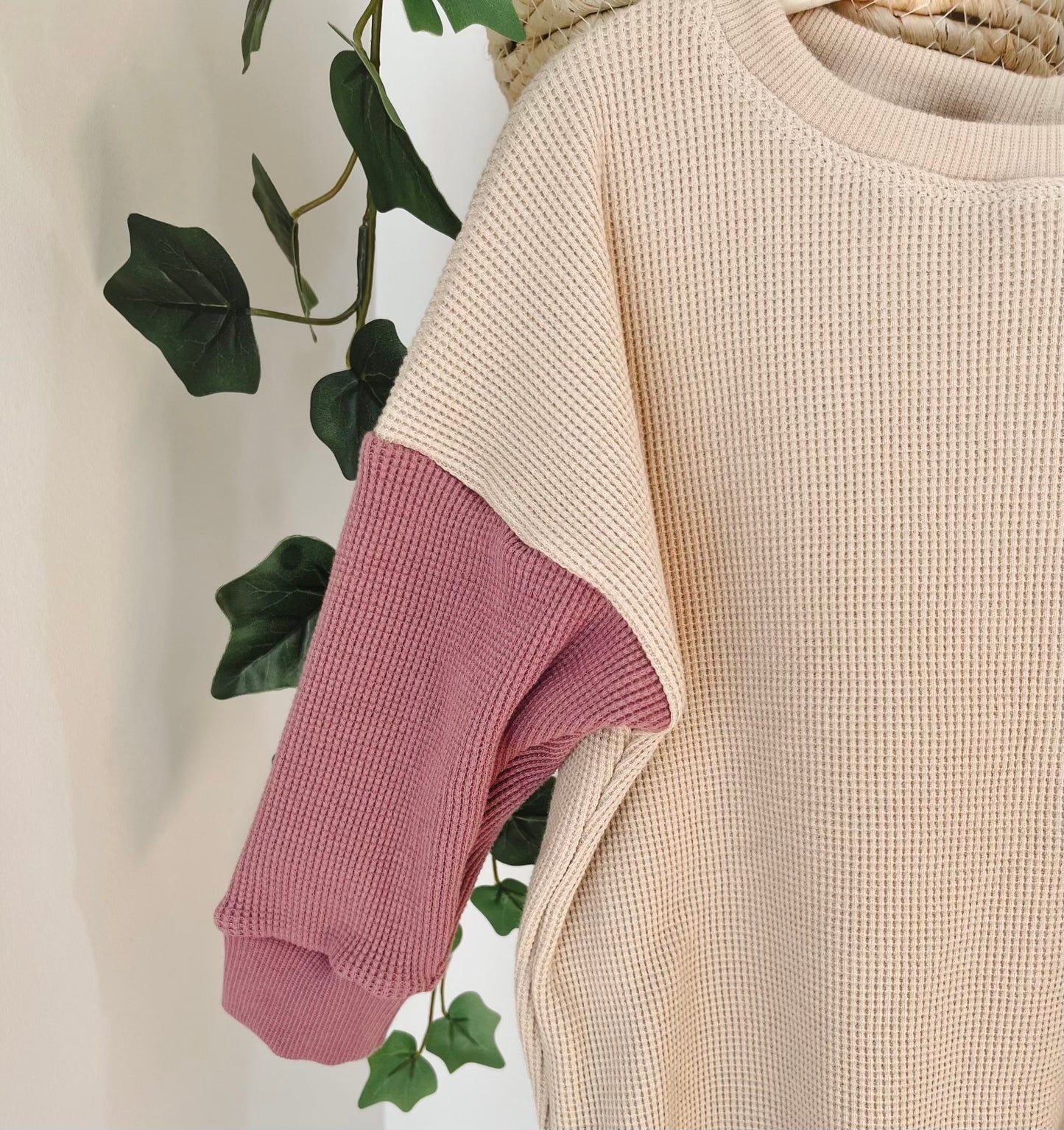 Block Mauve Waffle Sweater
