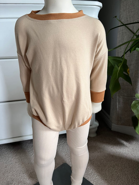 Golden Beige Bamboo Sweater Rompers * Color Contour Ribbing