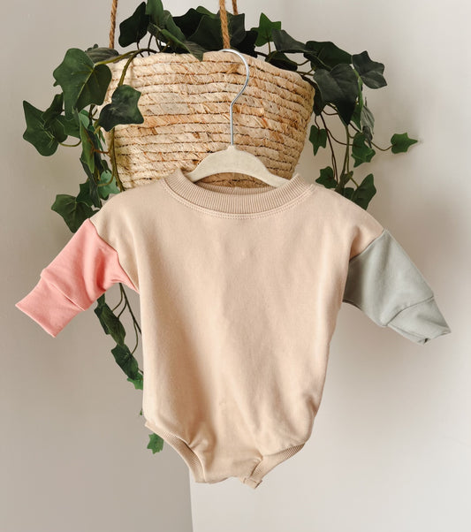 Cream Block Bamboo Sweater Rompers