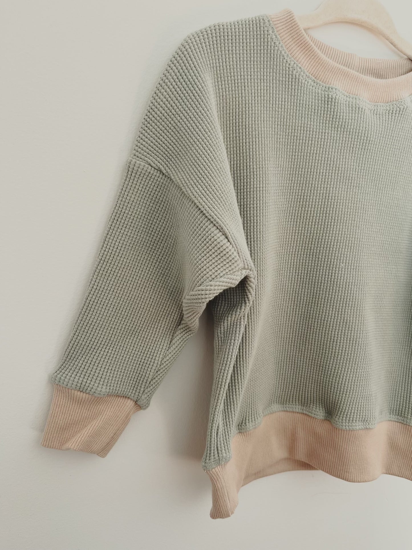 Cream Ribbing - Sage Waffle Sweater