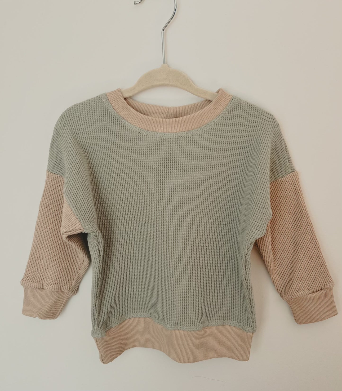 Block Cream - Sage Base Waffle Sweater