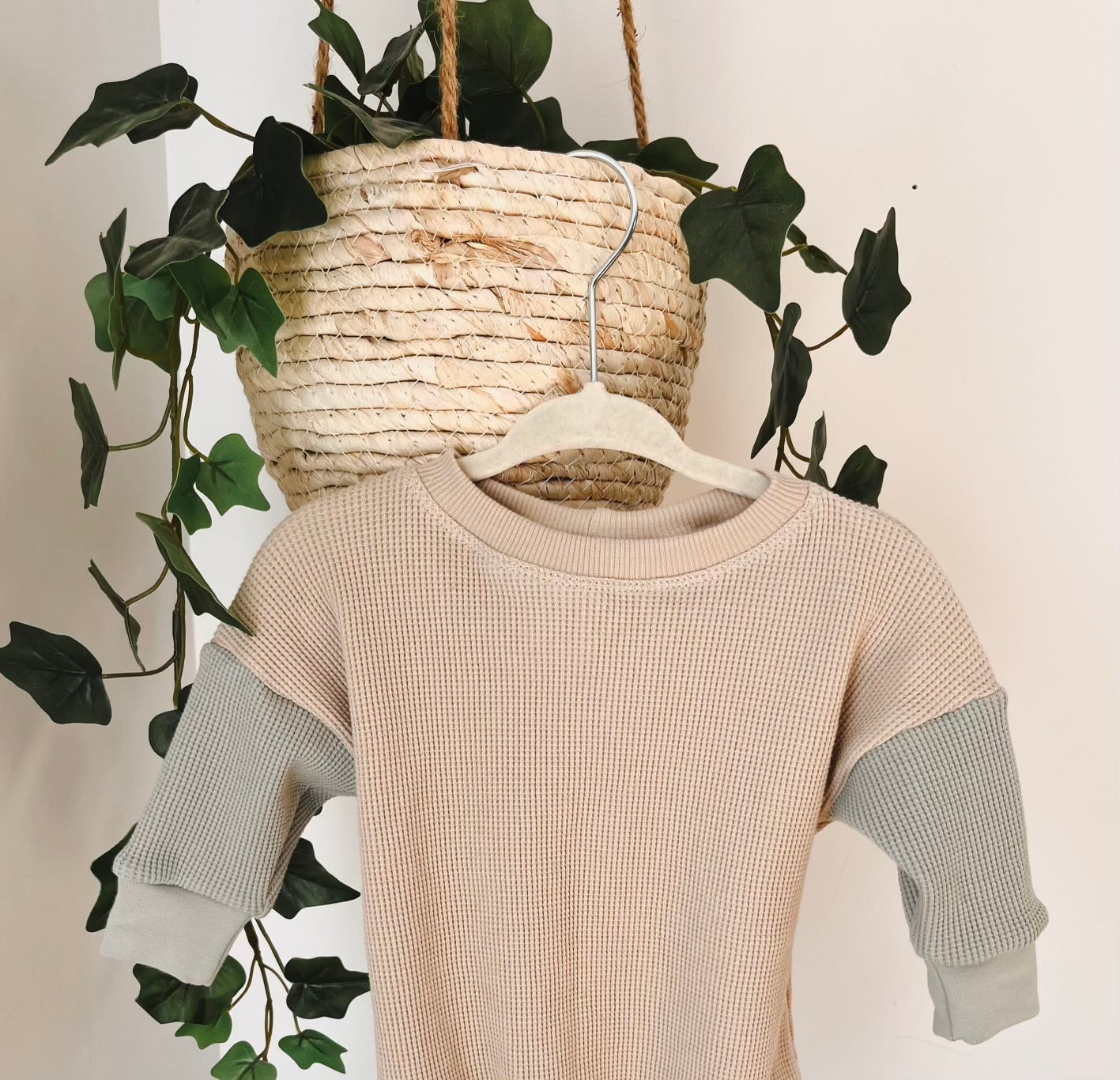 Block Sage - Cream Waffle Sweater