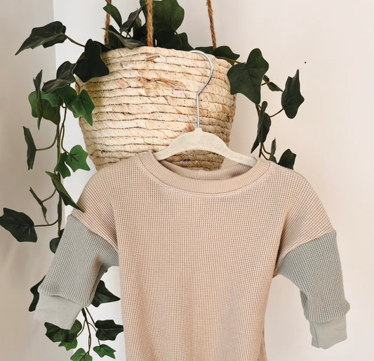 Block Sage - Cream Waffle Sweater