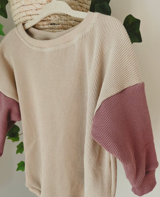 Block Mauve Waffle Sweater