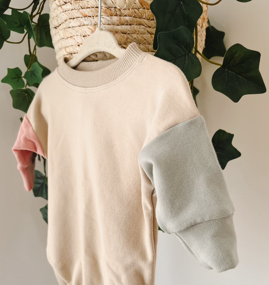 Cream Block Bamboo Sweater Rompers