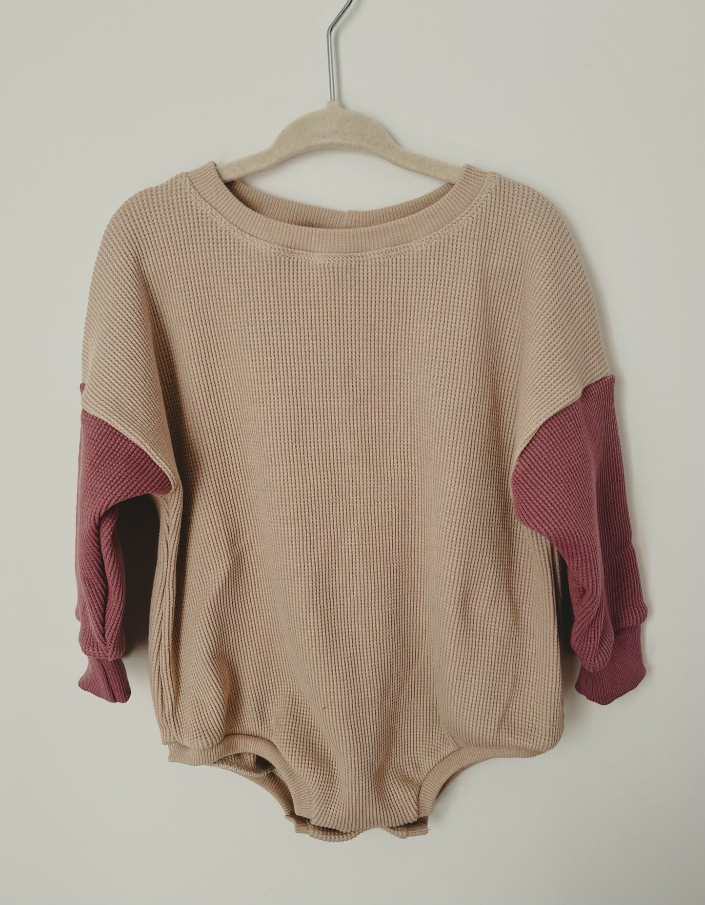 Block Mauve - Cream Waffle Sweater Romper