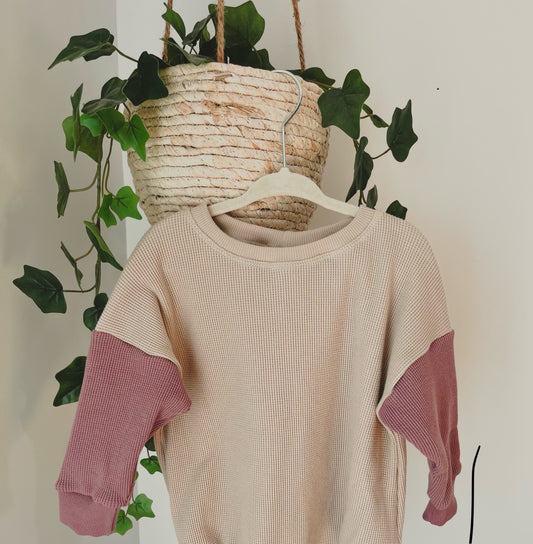 Block Mauve Waffle Sweater