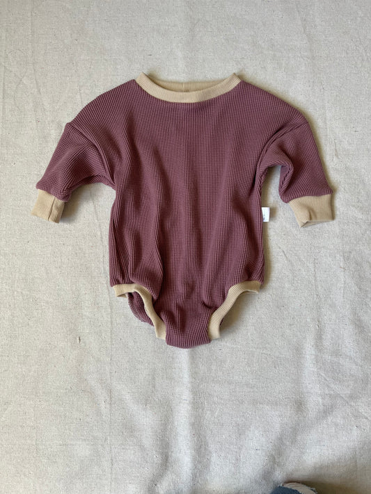 Mauve Waffle Sweater Romper